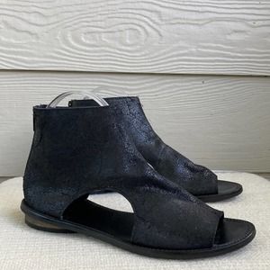 Black Sandals with Ankle-High Design and Open Toe